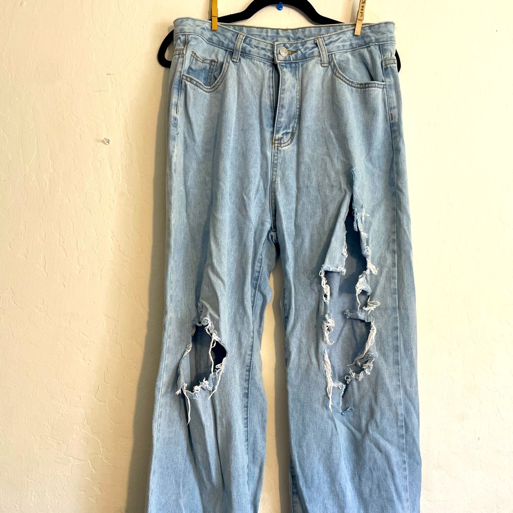 Light Blue Knee Hole Jeans